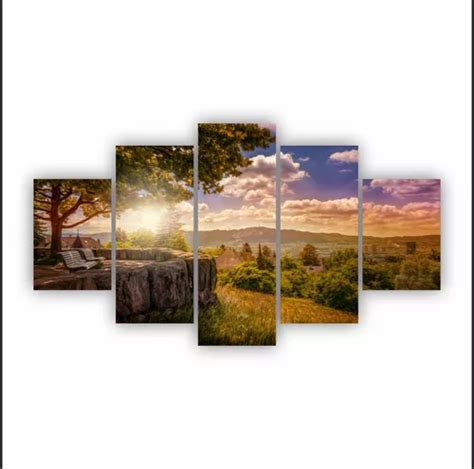 Kit Quadros Decorativos Paisagem Montanhas Anoitecer