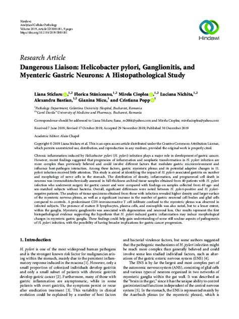 Pdf Dangerous Liaison Helicobacter Pylori Ganglionitis And