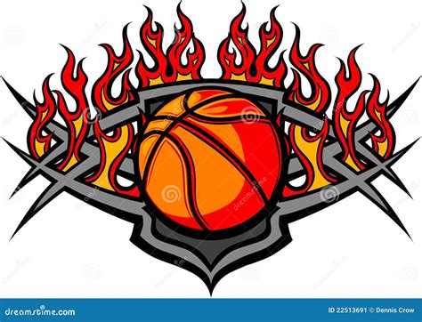 Basketball Ball Template With Flames Image Stock Vector Illustration