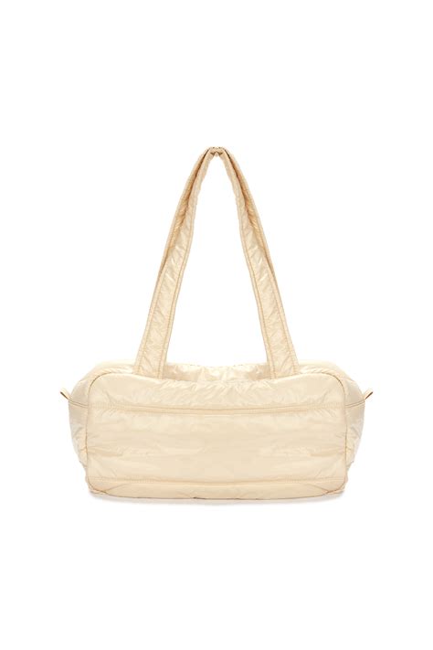 Logo Stitch Padding Square Bag In Beige Matinkim