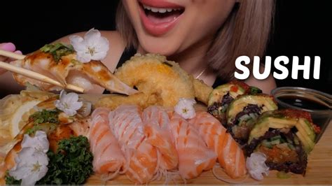 Sushi Asmr Roll With Black Rice Salmon Belly Sashimi Aburi