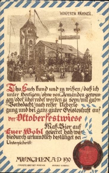 Ansichtskarte Postkarte München Oktoberfest Winzerer akpool de