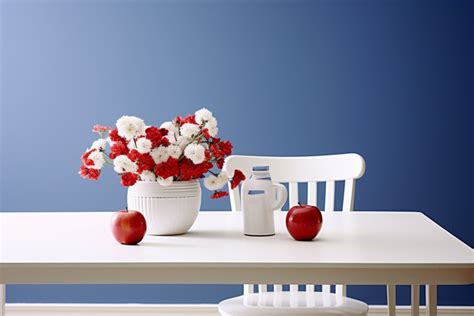 White Table With White Chairs And Flowers Background, High Resolution ...