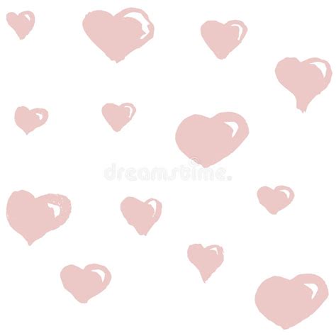 Seamless Pattern With Hand Drawn Pink Hearts Stock Vector