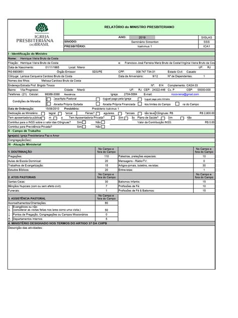 Relatorio Igreja E Ministro Pdf Eclesiologia Famílias