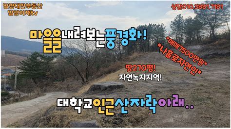 매물407삼랑진읍숭진리 산자락아래 나홀로땅밀양아재부동산밀양농막밀양전원주택지밀양주말농장밀양토지매매밀양땅매매 Youtube