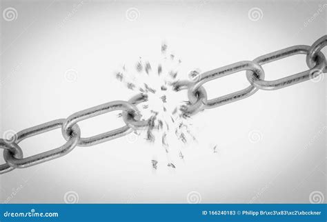 Breaking Metal Chain On White Background 3d Illustration Render Stock Illustration