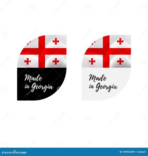 Stickers Made In Georgia Waving Flag Isolated On White Background