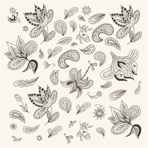 Ethnische Umriss Doodle Skizzen Ornamente Setzen Vintage Stil F R