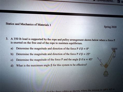 Solved Statics And Mechanics Of Materials Spring A Lb