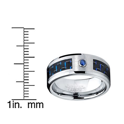 Mens 8mm Tungsten Carbide Ring Blue Sapphire 050 Carat And Black Blue Metal Masters Co