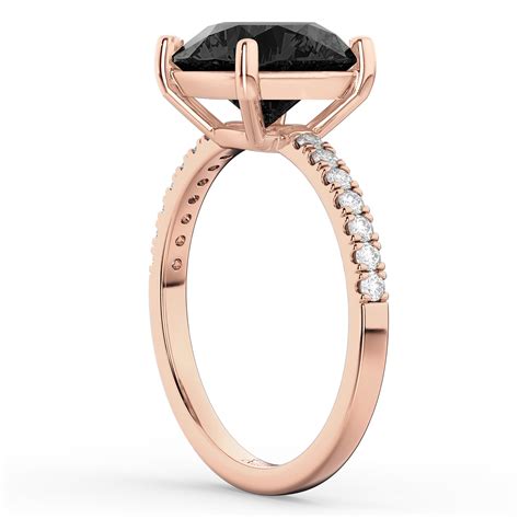 Onyx & Diamond Engagement Ring 14K Rose Gold 2.71ct - AZ9774