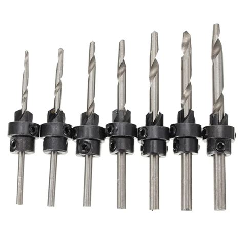 DANIU 7pcs Hss Woodworking Ti Countersink Drill Bit Set Wood