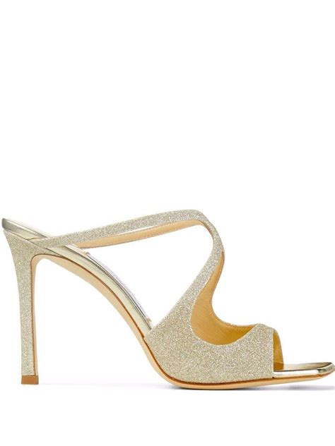 Jimmy Choo Anise Glitter Mules Silver Editorialist