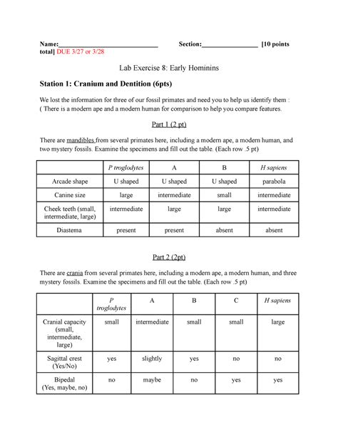 Lab 8 Lab 8 Name Section [10 Points Total