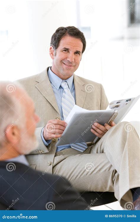 Businessman Having Discussion Stock Photo Image Of Happy Successful