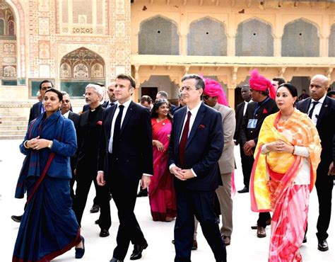 Jaipur France President Emmanuel Macron Visit The Amber Fort In Jaipur