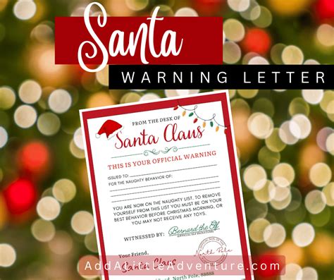 Santa Warning Letter Free Printable Add A Little Adventure