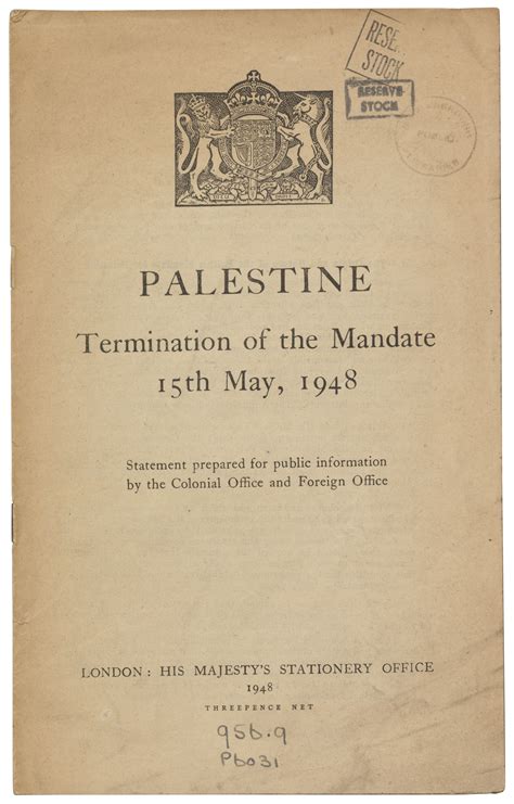 Palestine – The End of British Rule, Palestine. Termination of the ...