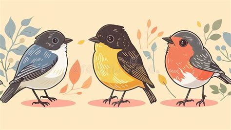 Bird Wallpaper in Style of Colorful Cartoons. Design for Banner, Poster ...