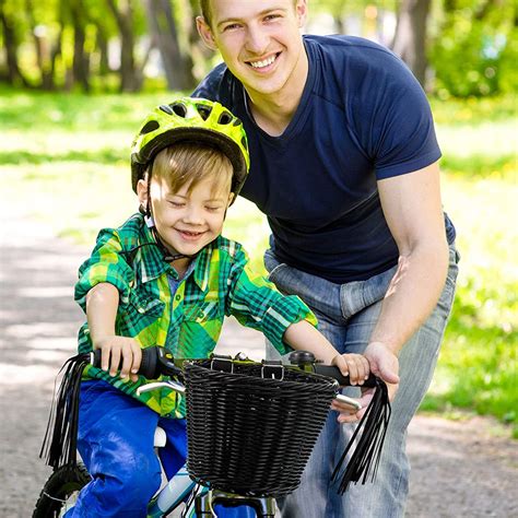 Kids Bike Basket for Boys Girls, Rattan Front Toddler Tiny Tricycle Baskets Strider Bike ...