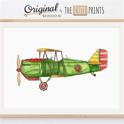 Vintage Airplane Nursery Decor Printable Art The Crown Etsy