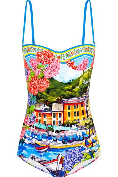 Dolce And Gabbana Portofino Printed Swimsuit Net A Porter Com