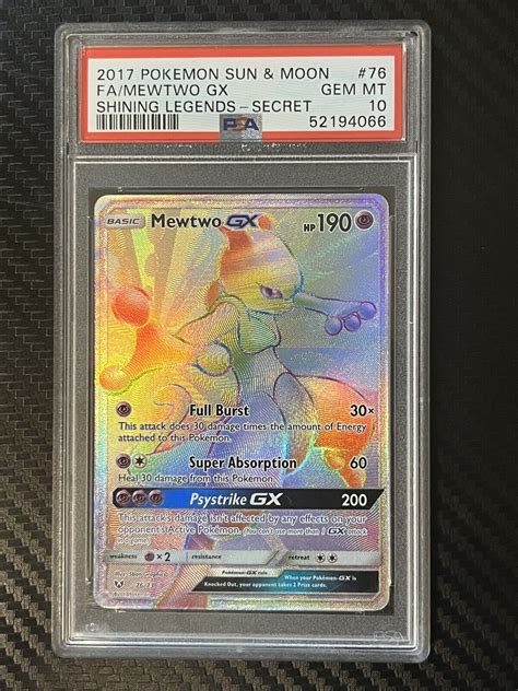 Mewtwo Gx Shining Legends Holo Secret Price Guide