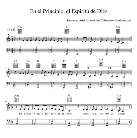 En El Principio El Espiritu De Dios Partitura Cristiana Gratis Notas