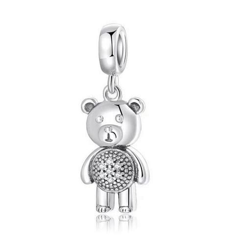 Charm Silber Dangle Teddy B R Bear Pave Ring Anh Nger F R Pandora