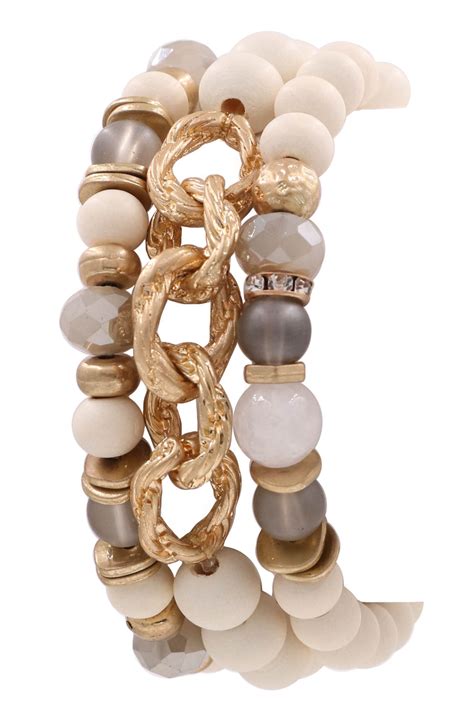 Ivory Assorted Bead Bracelet Set Bracelets