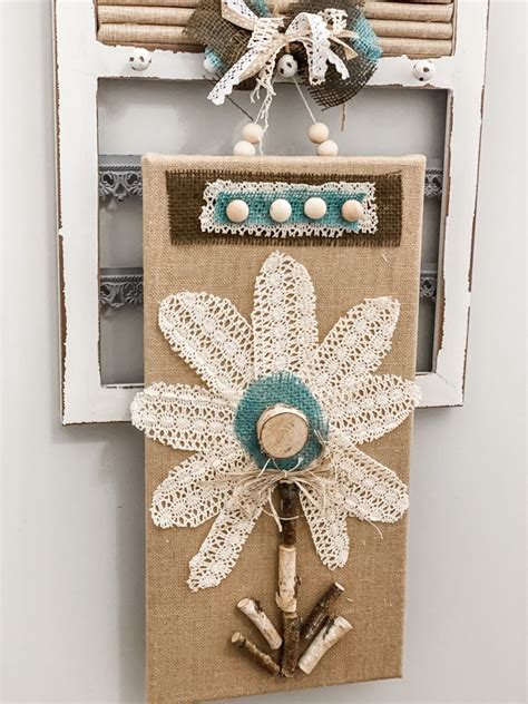 Diy Burlap Ribbon Flower On Canvas Re Fabbed