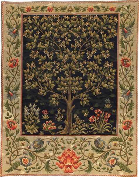 William Morris Black Tree Of Life Arts And Crafts Wall Tapestry