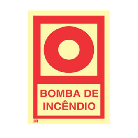 Placa Bomba De Incêndio E3 20x30cm Fotoluminescente Brcontroll Leroy