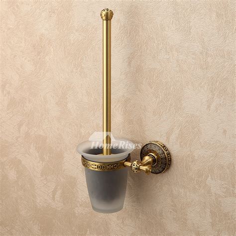 LTJ Luxury Vintage Gold Wall Mounted Brass Toilet Brush Holder