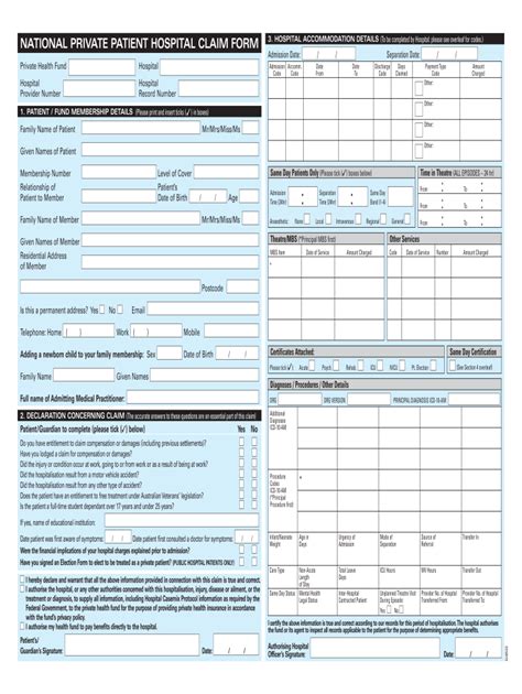 Patient Hospital Claim Form Fill Online Printable Fillable Blank