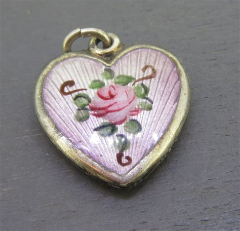 Vintage Sterling Enamel Lampl Puffy Heart Charm Signed Walter Etsy