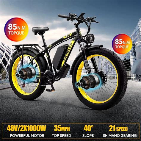 W K Pro Electric Bike Dual Motor Inch Fat Tire Bike V Ah