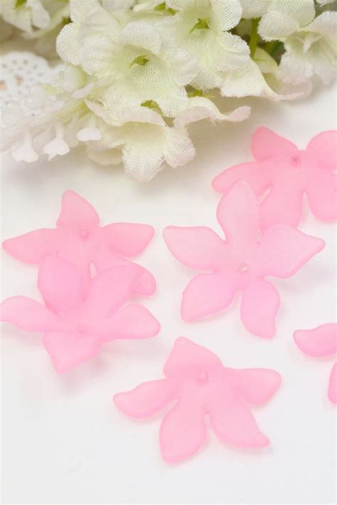 Pink Lucite Flower Beads Large Pink Flower Beads Pink Beads Pink