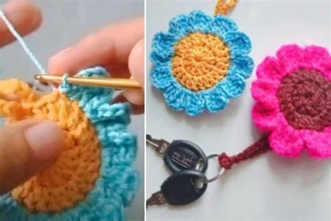 Super Cute! Crochet Flower Keychain Tutorial