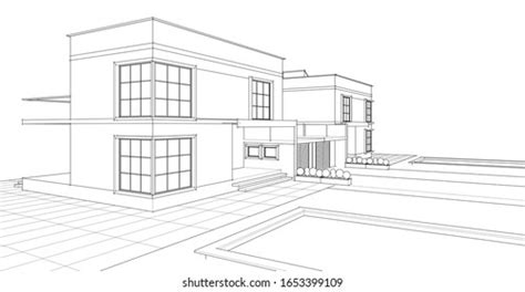 Modern House Architecture Concept Drawing 3d Stock Illustration 2010675047 | Shutterstock