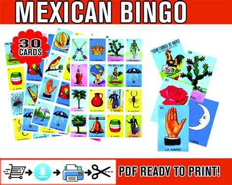 Mexican Loteria Game Cards Printable Pdf Instant Download Etsy