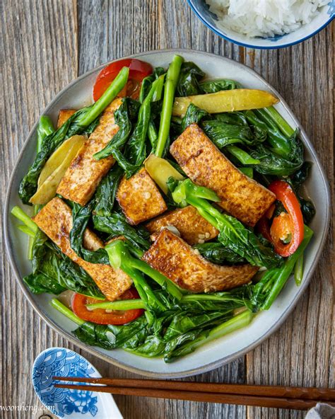 Easy Gai Lan Chinese Broccoli With Tofu Stir Fry Woonheng