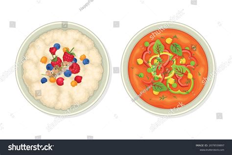 Porridge Berry Creamy Tomato Soup Vegetarian Stock Vector Royalty Free 2079559897 Shutterstock