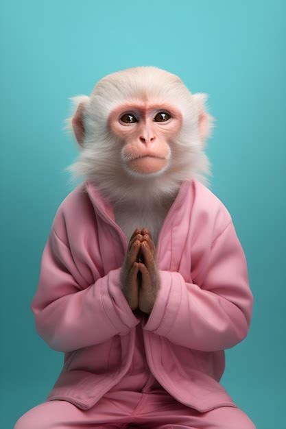 Premium Photo | Monkey wearing a pink hoodie with the word monkey on it