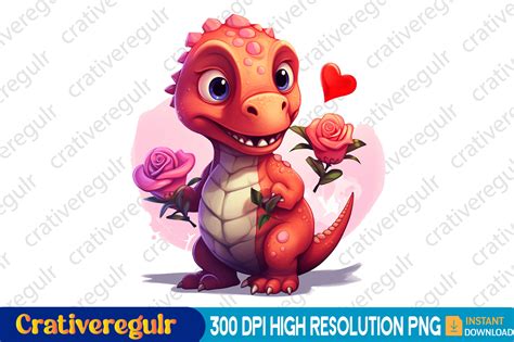 Valentines Day Dinosaur Clipart Graphic By Crativeregulr · Creative Fabrica