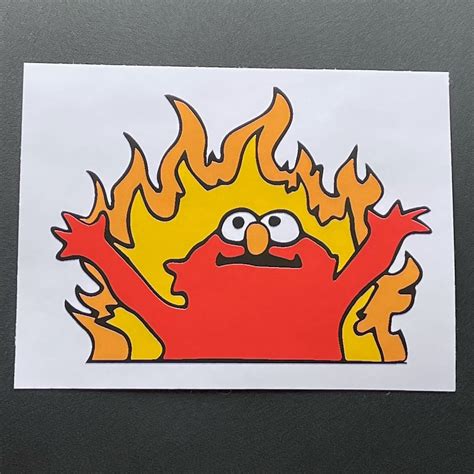 Elmo On Fire Meme By Azizahcreates Tuval Boyama, Tuval, 59% OFF