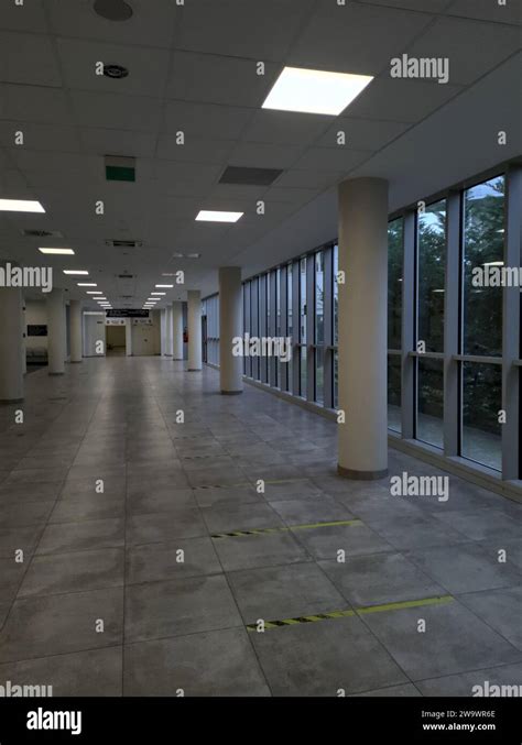 Corridor Of A Hospital With Windows Showing The Outside Stock Photo Alamy