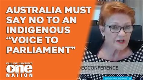 Why Pauline Hanson Opposes An Indigenous Voice To Parliament Youtube