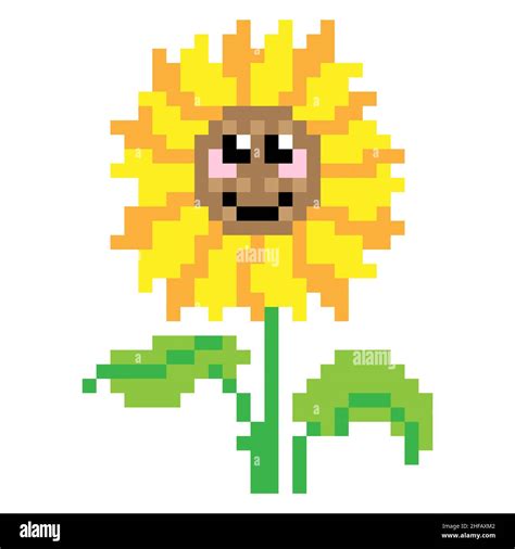 Flower Pixel Art On A White Background Pixel Art Illustration Stock